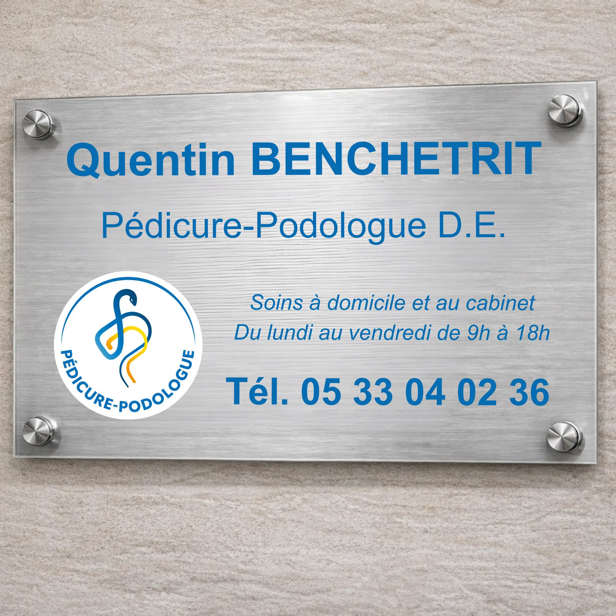 Personalizable professional pedicure-podiatrist plaque My Podology 