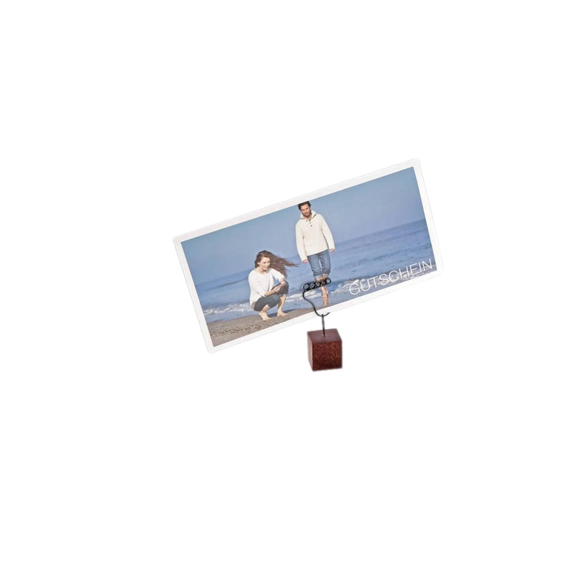 Foot-shaped photo holder on wooden base - Ruck - My Podologie