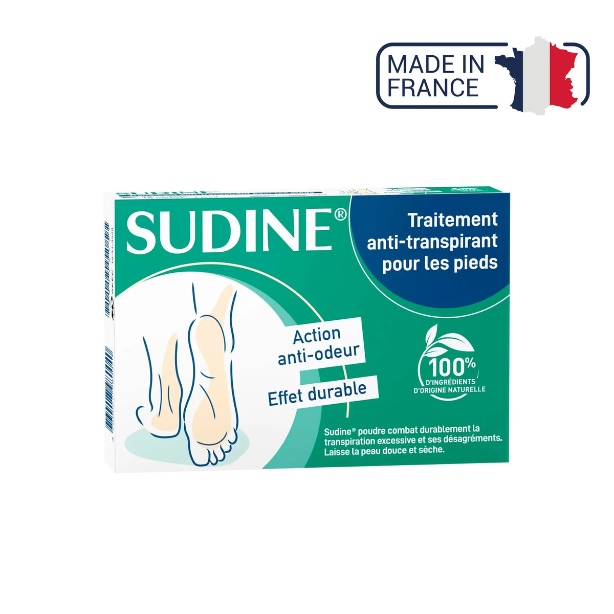 Antiperspirant treatment powder for feet - Sudine Laboratoire Sorifa 