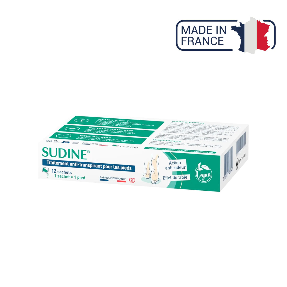 Antiperspirant treatment powder for feet - Sudine Laboratoire Sorifa 