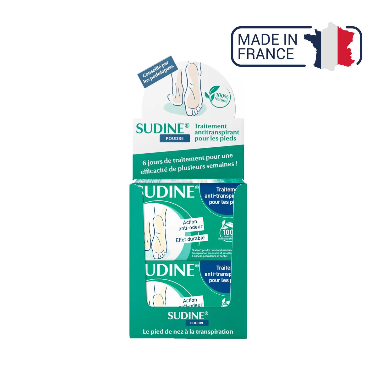 Antiperspirant treatment powder for feet - Sudine Laboratoire Sorifa 