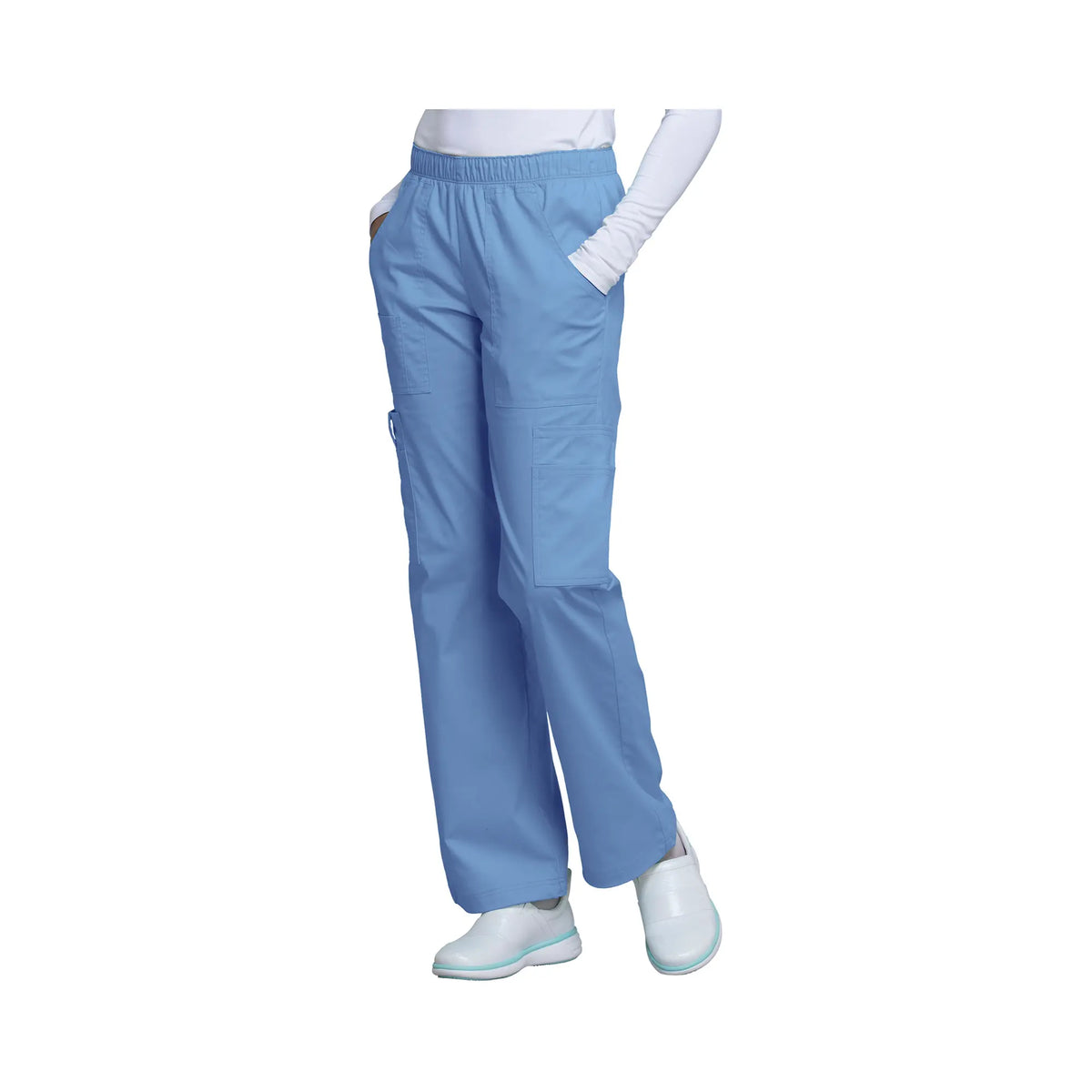 Roubaix - Mid-rise wide-leg pants - Women - Cherokee Cherokee Authentic Workwear  Sky Blue-XXXL