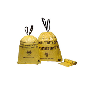Rollo de bolsas para desechos médicos amarillas - Lazos deslizantes - 6 volúmenes