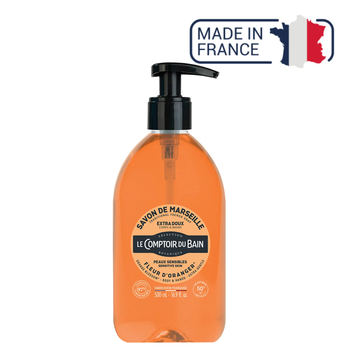Liquid Marseille soap Orange blossom - 500 ml - Le Comptoir du Bain - My Podologie