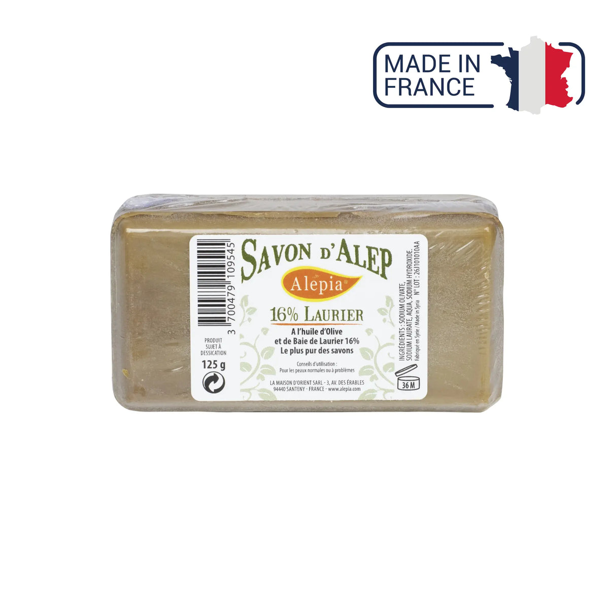 Aleppo soap 16% bay leaf - 125 g - Alépia Alépia 