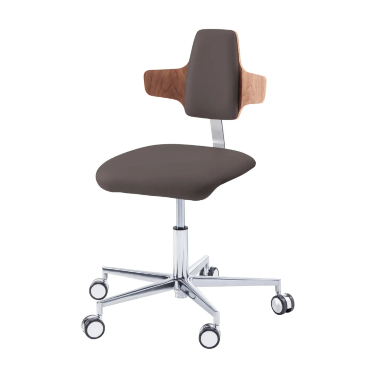 Practitioner seat - COMFORT - Ruck - Napoleon My Podology backrest CPL-Walnut-Nutmeg-Long
