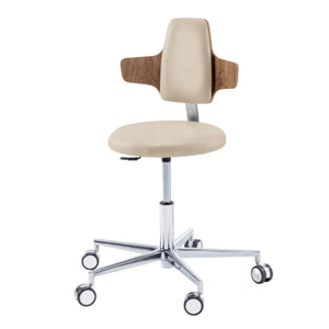 Practitioner seat - ROUND - Ruck - Gas Spring Long Ruck Natural-Back-Napoleon-CPL-Walnut