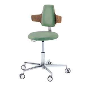 Practitioner seat - ROUND - Ruck - Gas Spring Long Ruck Sage-Back-Napoleon-CPL-Walnut