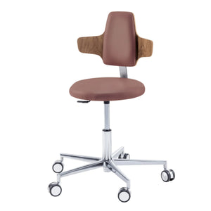Practitioner seat - ROUND - Ruck - Gas Spring Long Ruck Nutmeg-Dossier-Napoléon-CPL-Walnut