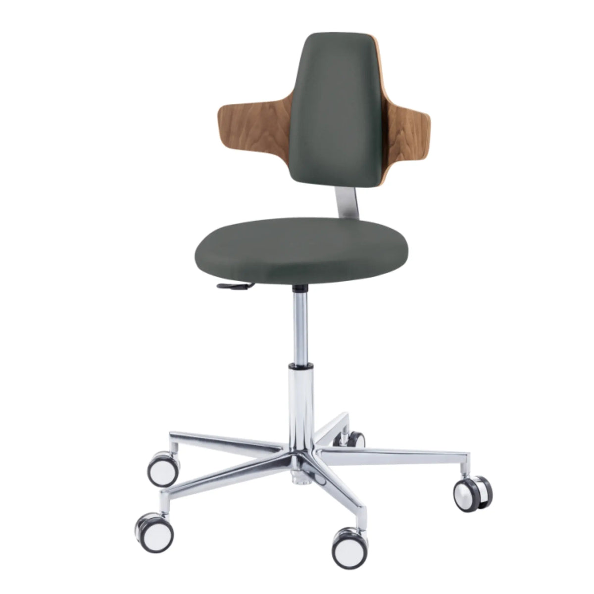 Practitioner seat - ROUND - Ruck - Gas Spring Long Ruck  Pierre-Dossier-Napoléon-CPL-Walnut