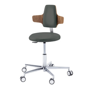 Practitioner seat - ROUND - Ruck - Gas Spring Long Ruck  Pierre-Dossier-Napoléon-CPL-Walnut