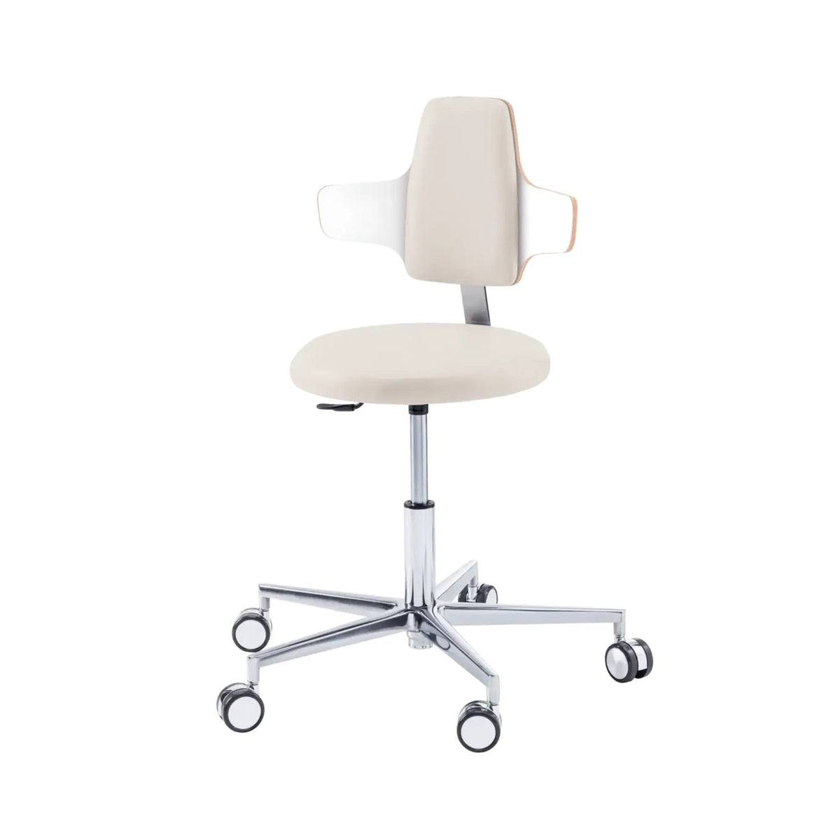 Practitioner seat - ROUND - Ruck - Gas Spring Long Ruck Natural-Back-Napoleon-CPL-White