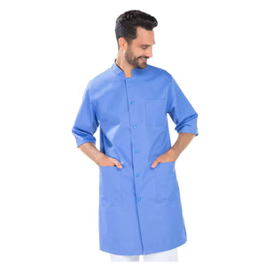 Stéphano - Blouse - Short sleeves - Men - 100 cm My Blouse  Serge-Blue-Azur-C403-T6-XXXL