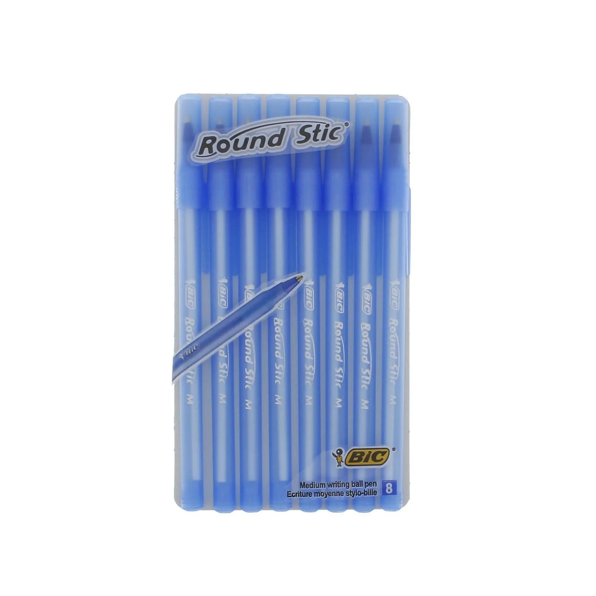 Ballpoint pens - medium blue 1 mm - Round Stic - 8 pieces - BIC Bic 