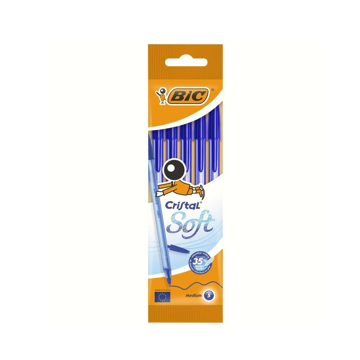 Ballpoint pens - medium blue 1.2 mm - Cristal Soft - 5 pieces - BIC Bic 