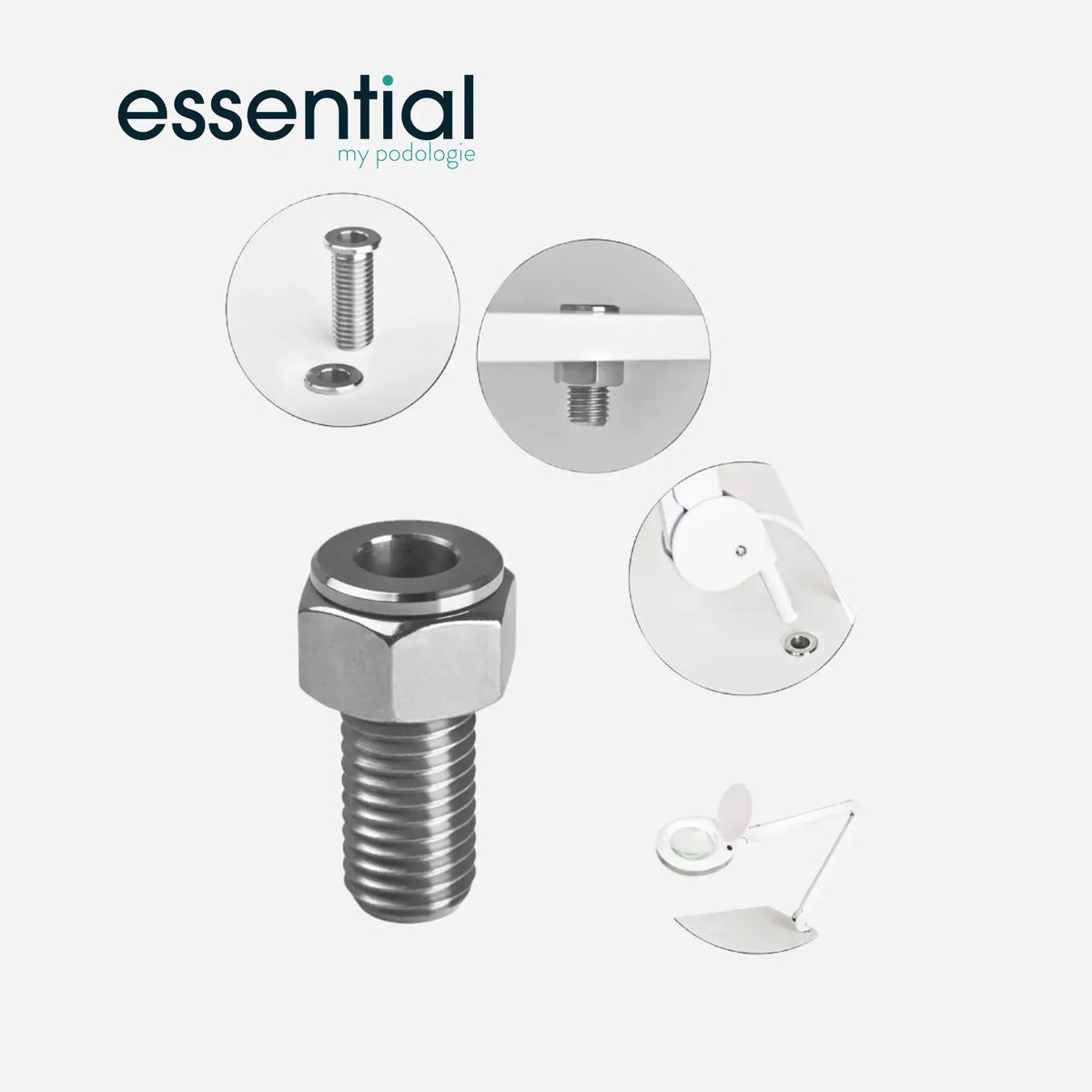 Tubular stainless steel magnifying lamp holder - Essential by My Podologie Essential 
