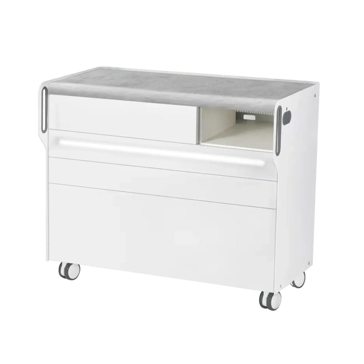 "Room Move" Podiatry Unit - Size L - Ruck Ruck Concrete-3-with-LED-micromotor-compartment-right