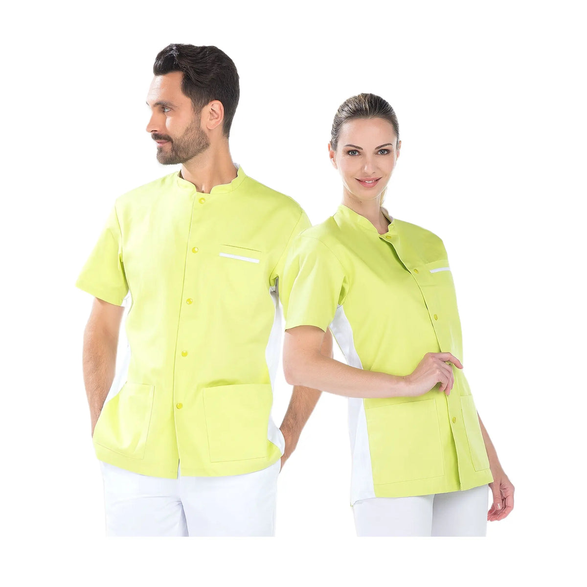 Victor - Short Sleeve Tunic - Unisex - 76 cm My Blouse  Sergé-Grany-White-T6-XXXL