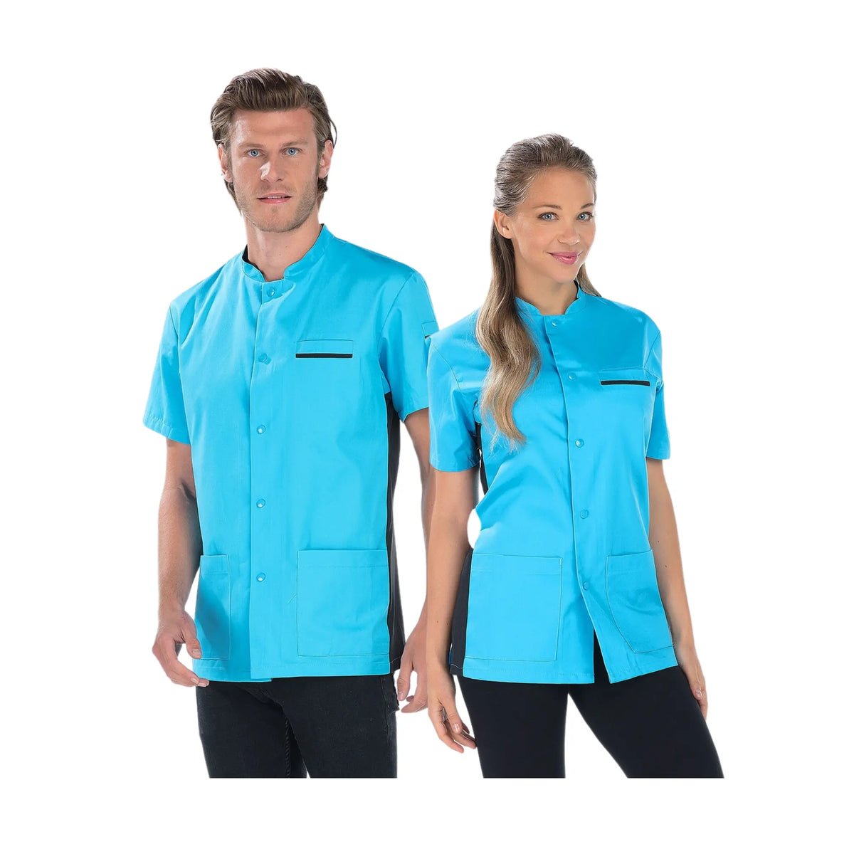 Victor - Short Sleeve Tunic - Unisex - 76 cm My Blouse  Sergé-Atoll-Black-T6-XXXL