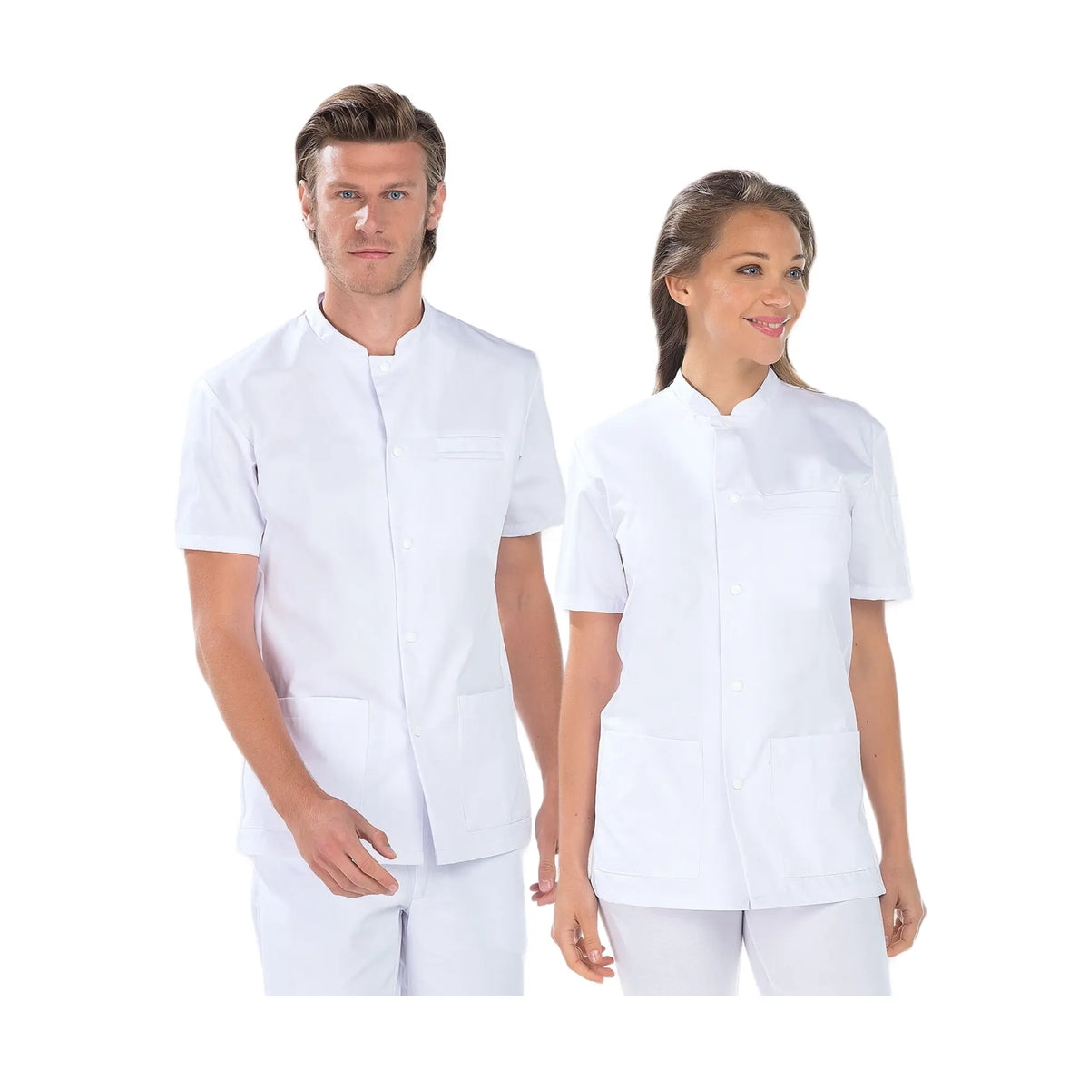 Victor - Short Sleeve Tunic - Unisex - 76 cm My Blouse Twill-White-T6-XXXL